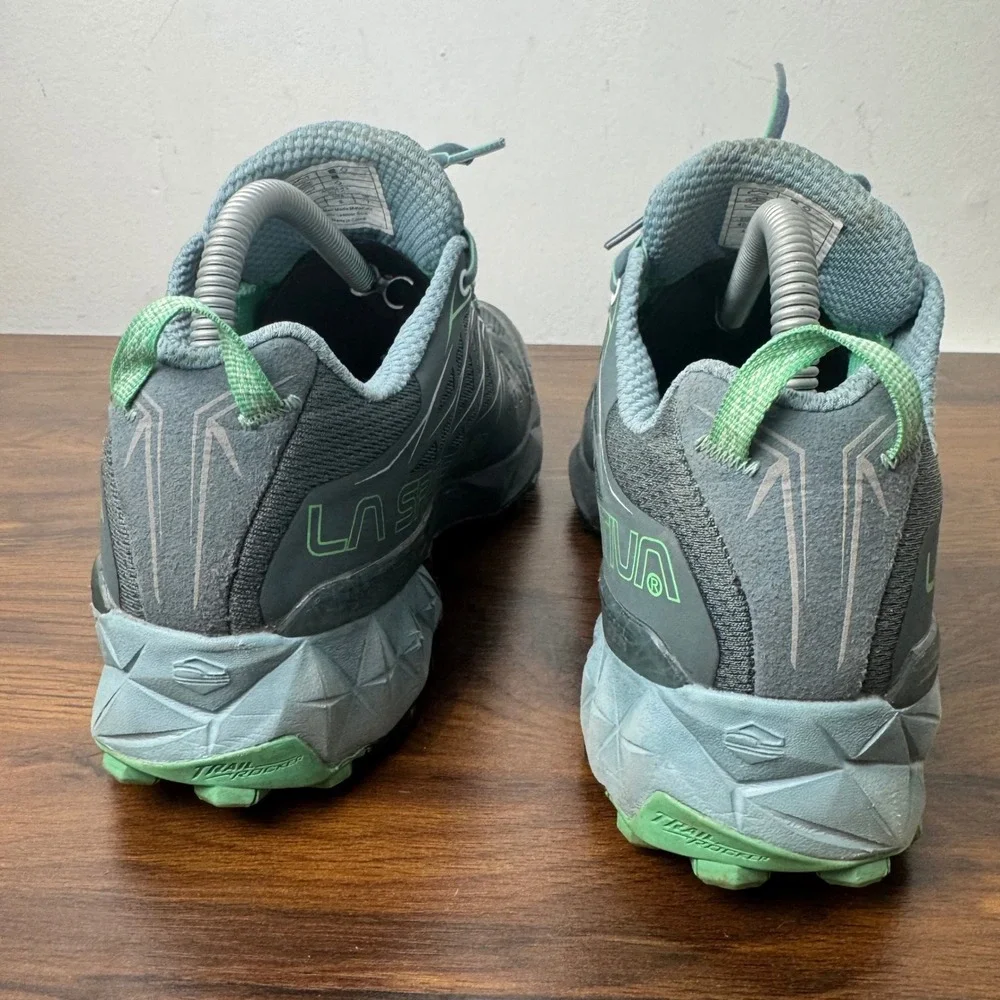 La Sportiva Akyra Womens 9 Trail Running Shoes Slate Jade Green 36K Mountain Run
